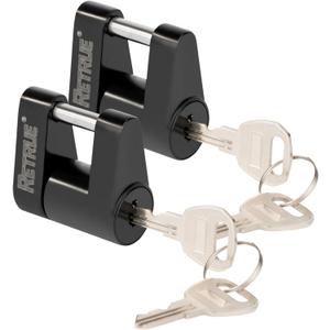RETRUE Trailer Tongue Coupler Lock, Trailer Hitch Lock,Dia 1/4 Inch, 3/4 Inch Span for Tow Boat RV Truck Car's Coupler (Pack of 2, Black)