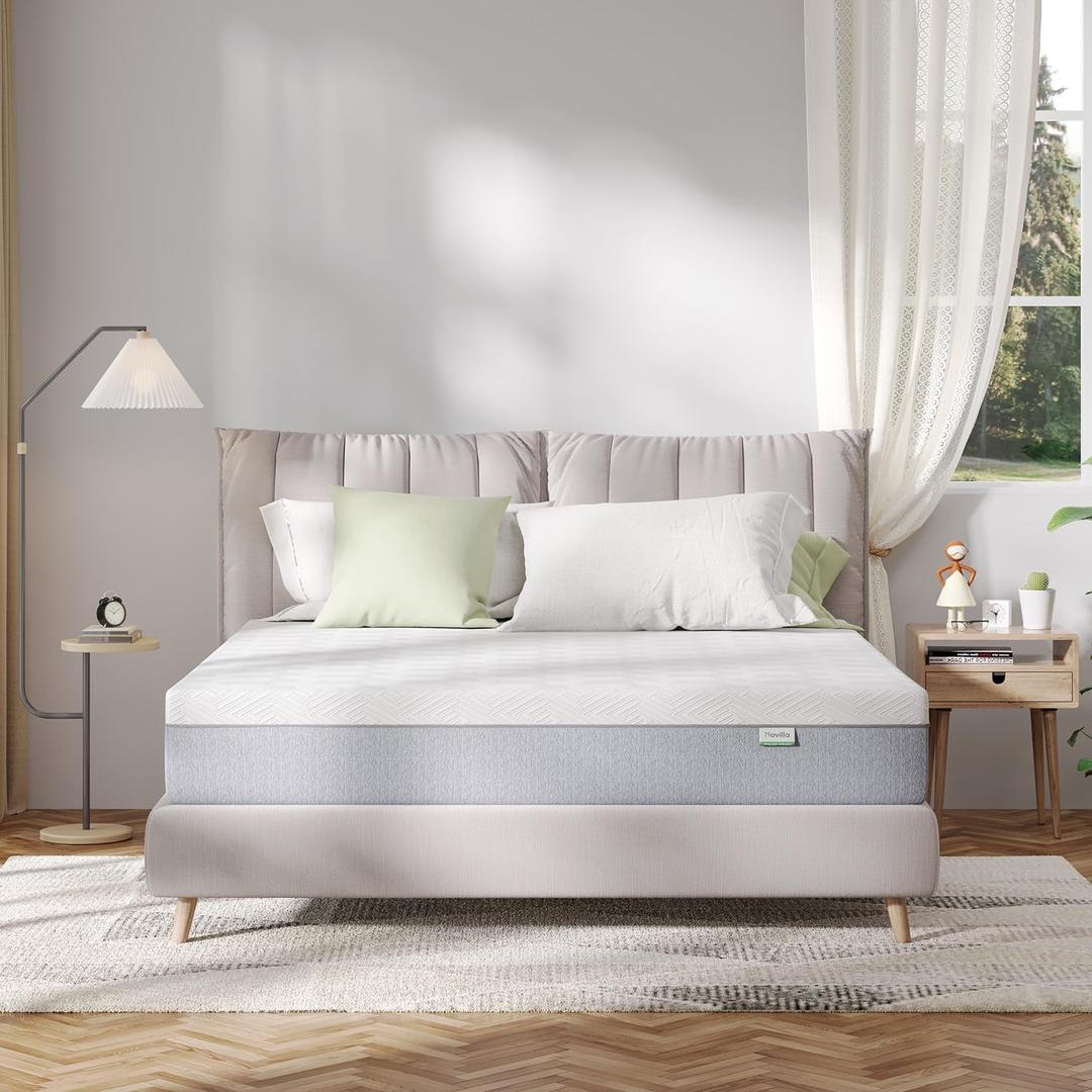 Novilla Queen Mattress, 10 Inch Gel Memory Foam Queen Size Mattress for Cool Night & Pressure Relief, Medium Plush Bed Mattresses, Bliss (Grey)