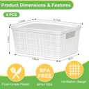 6 Pack Plastic Storage Baskets With Lids,White Breathable Stackable Storage Bins,Small Storage Containers,for Organizing Storage Baskets on Desktops,Closets,Playrooms,Classrooms,Offices, Set name: Plastic Lids Set of 6