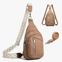 Sling Bag Crossbody Backpack - 2 in 1 Leather Cross Body Bag Fanny Pack with 2 Removable Straps
