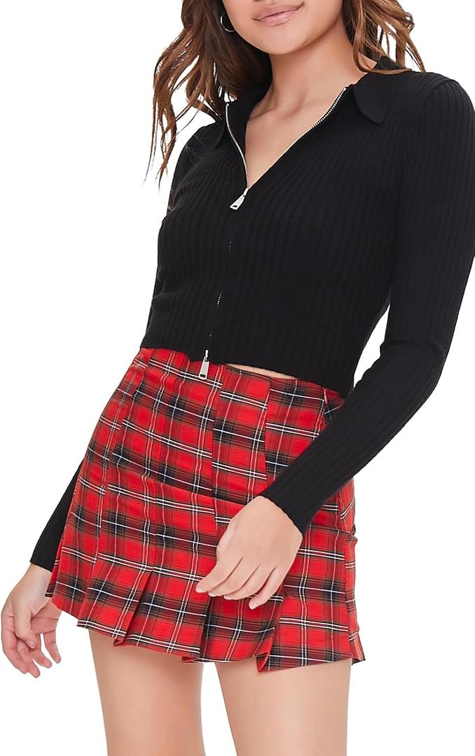 Forever 21 Women's Plaid Mini Skirt, L