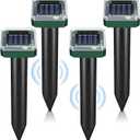 Pack of 4 Solar Mole Repellent Sonic Gopher Repellent Vole Chaser Mole Deterrent Sonic Spikes Repellent Ultrasonic Pest Control Outdoor Keep Moles Out of Yard Lawn