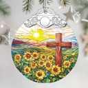 Stained Glass Ornament, Cross Christmas Ornaments, Hanging Ornaments for Home Decor & Christmas Tree Ornament Exquisite Holiday Decor, Perfect Cross Gifts, Religious Gifts & Holiday Present