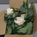 Dolicer 2Pcs 13Ft Artificial Eucalyptus Garlands with Flowers - 8 Roses, Faux Floral Greenery Garlands Fake Flowers Vines for Wedding Table Centerpieces Arch Party Ceremony Backdrop Decor (White)