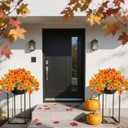 Artificial Flowers for Outdoor Decoration, 2PCS Realistic Fall Faux Petunias Silk Flower Fake Plants No Fade Floral for Home Garden Balcony Yard Porch Indoor Outdoor Fall Decor (Fall Color-1)