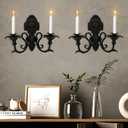 jxgzyy Candle Sconces Set of 2 Wall Candle Holder Metal Candle Sconces Vintage Wall Mount Candle Holder for Living Room, Dining Room, Farmhouse, Fireplace, Wedding (Black 1)