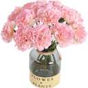 Artificial Carnation Flowers - 15pcs Pink Silk Flowers with Stems for Home Decor, Wedding, Bridal Bouquet, Anniversary, Birthday and Floral Arrangements
