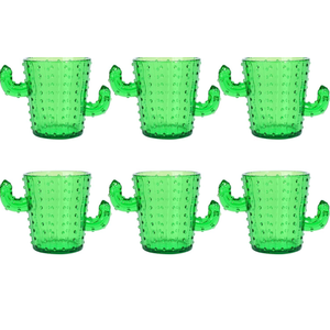 ZZYFGH Plastic Cactus Shot Glasses(Set of 6), 2 Oz Green Cute Cactus Tequila Glasses for Western, Bachelorette, Cinco de Mayo, Tequila, Fiesta Themed Party Supplies