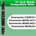 Wadoy 21" Lawn Mower Blade 2 Pack Compatible with Greenworks 21 Inch Mower Blade,Replacement Part for MO40L03,MO48L4422,MO40L4413,C3208101