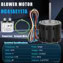 HC41AE117 Furnace Blower Motor 1/3HP 1075RPM 115V 4 Speed with 5F Capacitor Fits for Carrier Bryant Payne GE Blower Fan Motor 45117 5KCP39GGS336S HC41AE117A HC41AE115 HC41SE122