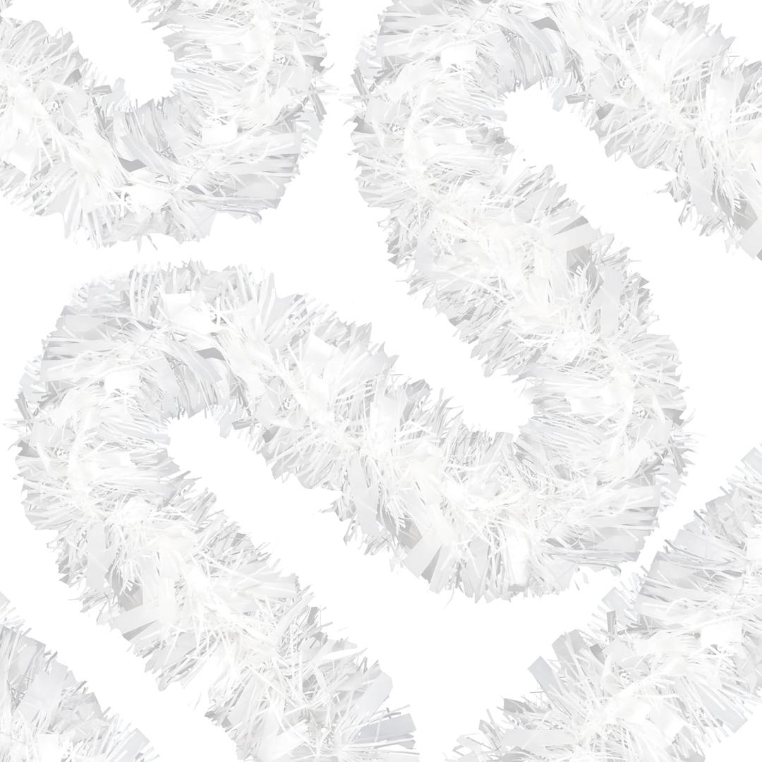 70 Ft Christmas Tinsel Garland Metallic Tinsel Twist Garland Glitter Christmas Tree Hanging Decorations for New Year Party Birthday Holiday Indoor Outdoor Supplies (White)