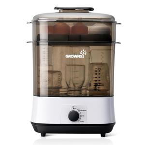 Grownsy Adjustable 4 in 1 Large Bottle Sterilizer and Dryer, 8 Bottles Capacity,Electric Steam Baby Bottle Sterilizer, Sanitizer for Baby Bottles & Pacifiers, Breast Pump Parts (Grey)