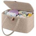 OIAHOMY Large Diaper Caddy Organizer for Baby, Portable Baby Basket with Handles, Baby Gift Basket for Newborn, Diaper storage Organizer for Changing Table and Car- Brown
