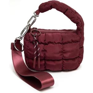Mini Quilted Wristlet Bag for Women, Puffer Handbags, Evening Bags, Charm Lipstick Bag, Cute bag Charm for Gift (Watermelon Red)