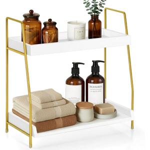 2-Tier Bathroom Counter Organizer, Wood Countertop Organizer for Bathroom Decor, Bathroom Organizers and Storage, Skincare Organizers for Vanity , Counter Storage Shelf for Bedroom Kitchen Office, Medium