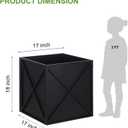 BAYN Metal Square Planter Box Tall Planters for Outdoor Plants Modern Heavy Duty with Drainage Holes for Outside Indoor Patio Deck - Black, 17x 17x 18