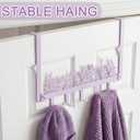 AceOrbit Purple Lavender Flower Over The Door Hooks Wall Mount Towel Hanger Cute Door Holder Rack with 5 Hooks Hanging Towel, Coat Keys, Bags, Clothes for Bedroom Bathroom Kitchen Dorm Room Organizer