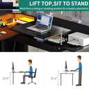 YITAHOME L Shaped Desk with Power Outlets & LED Lights, 60" Corner Computer Desk with Drawers & Lift Top, Home Office Desk with Monitor Stand & File Cabinet, Wood Height Adjustable Desk, Black & Brown