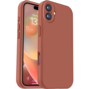 Vooii Compatible with iPhone 16 Case, Liquid Silicone Upgrade [Camera Protection] [Soft Anti-Scratch Microfiber Lining] Shockproof Phone Case for iPhone 16 6.1 inch - Caramel
