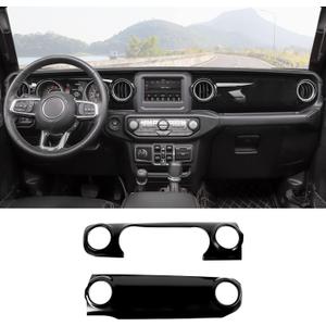 RT-TCZ Center Console Trim Cover Dashboard Control Panel Cover Decorative Interior Accessories for Jeep Wrangler JL JLU & Gladiator JT 2018-2022,Black