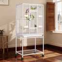 VIVOHOME 54 Inch Wrought Iron Large Bird Cage with Rolling Stand