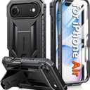 FNTCASE for iPhone Air Phone Case: Military Grade Drop Proof Protection Mobile Cover with Kickstand | Matte Textured Rugged Shockproof TPU | Protective Sturdy for iPhone 17 Air Case - Black