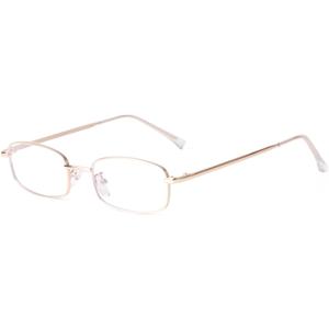 ADE WU Fashion Glasses for Woman Men, Y2k Rectangle Blue Light Glasses 90s Metal Gold Silver Black Fake Glasses