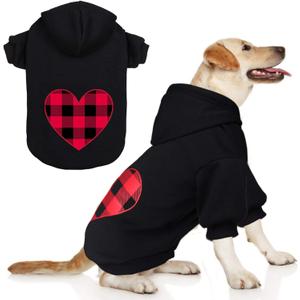 Dog Hoodie Sweater for Dogs Pet Clothes Black Buffalo Plaid Warm and Soft Breathable Cozy(XL) (Heart)