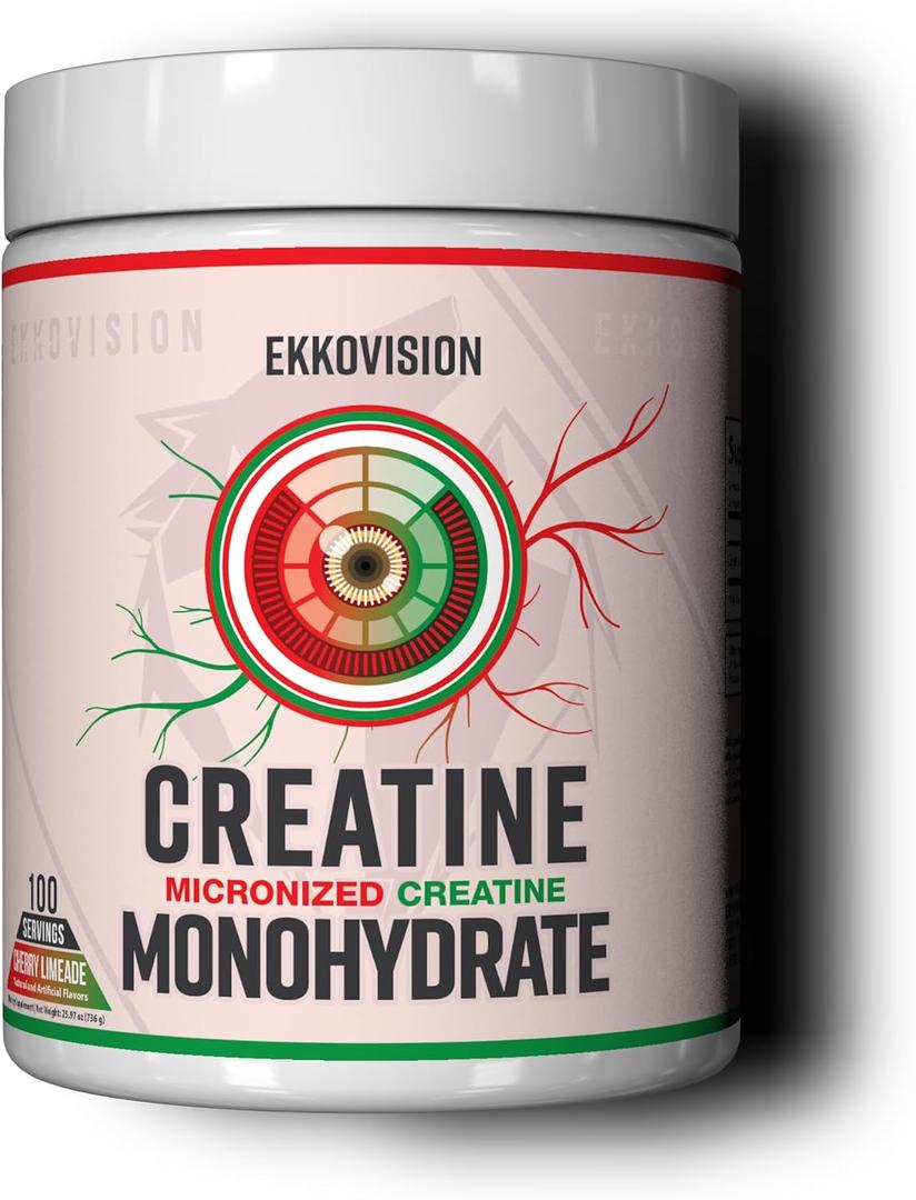Ekkovision Creatine Monohydrate Powder, Micronized, Cherry Limeade, Pre Workout & Post Workout Supplement for Men & Women, Energy Support, Easy to Mix in Shakes, Smoothies & Beverages, 100 Servings (1.06 Pound (Pack of 1))