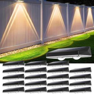Solar Fence Lights Outdoor, 20-Pack 120LM Fence Lights Solar Powered, IP67 Waterproof Dusk to Dawn Auto On/Off 12+ Hours for Outside/Backyard/Wall/Step/Patio/Deck/Pool (Warm White & RGB 7 Colors)