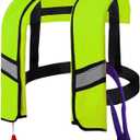 Automatic Inflatable Life Jacket for Adults – Adjustable Buoyancy Vest with Manual Override,Reflective Strips & Safety Whistle for Boating, Kayaking, Surfing & Swimming.
