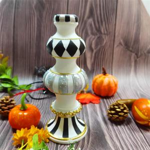 Christmas Decor Black and White Taper Candle Holder for Table Centerpieces Winter Decor Tall Candlestick Holders Decorative Round Candle Stick Holder Decorations