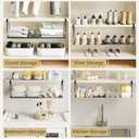 Expandable Shoe Rack Organizer for Cabinet, Adjustable Hanging Under Shelf Storage, Sturdy Round Tube Design, Space Saving Shoe Shelf for Closet, Entryway, Laundry Room, Black