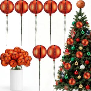 24 Pcs Football Party Decorations Mini Basketball Table Centerpiece Sport Themed Vase Picks Fillers Basketball Birthday Party Supplies for Tailgate Game Day Club Home Decor Sports Player Gift