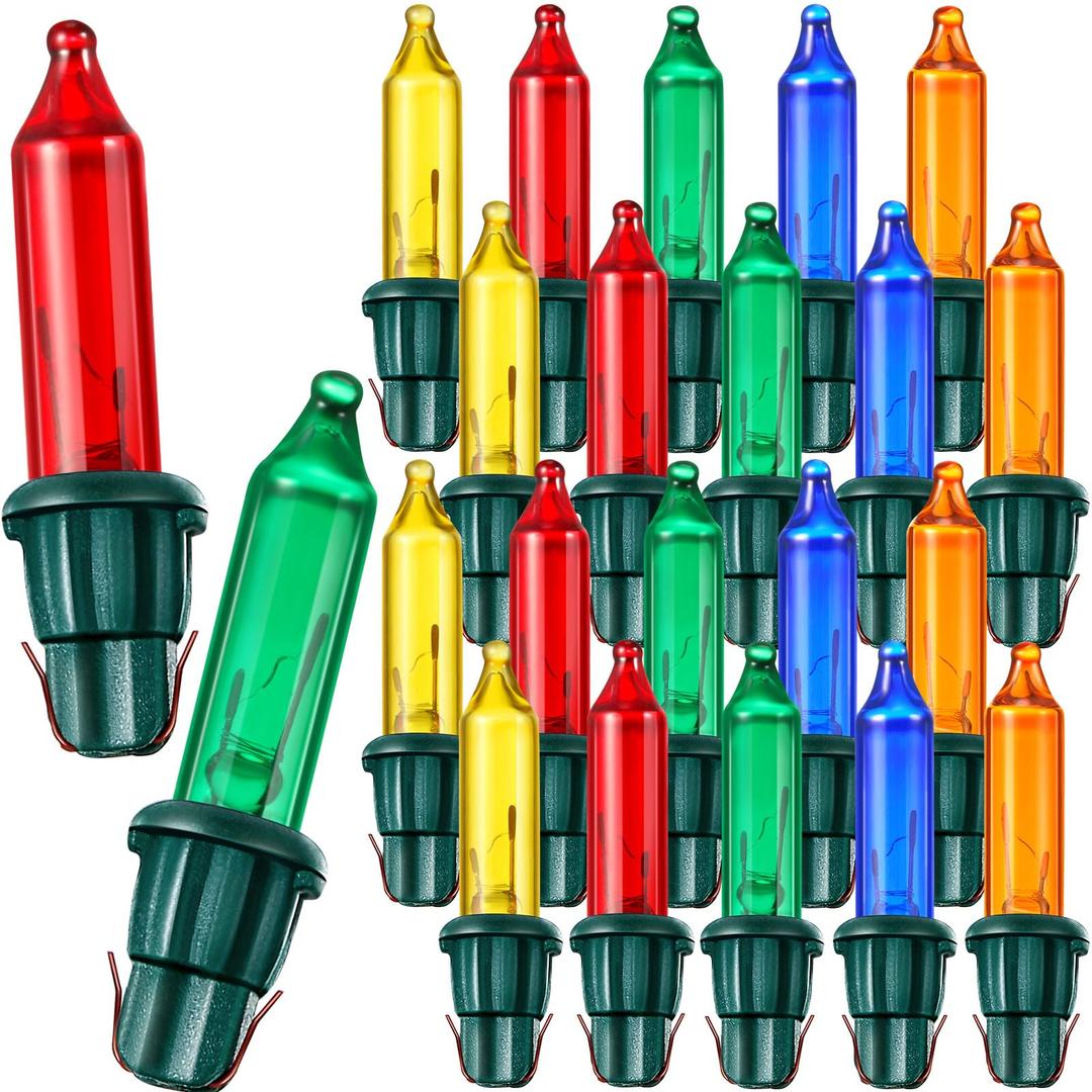 Mudder 80 Count Christmas Replacement Mini Light Bulbs with Base Christmas Tree Incandescent Wire String Lights Replacement Bulbs for Xmas Indoor Outdoor Decor(Colorful,12Vx0.08A)