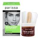 Parissa Face & Body Sugar Wax | 100% Natural, Vegan & Hypoallergenic, Gentle, Microwavable Formula for Sensitive Skin | Facial waxing kit for women | 20 Epilation Strips, 3 Spatulas | 140ml (5 Fl Oz)