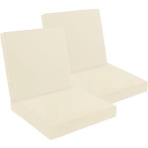 Outdoor Chair Cushions Set,Waterproof Outdoor Seat Cushions for Patio Furniture,Removable Seat Bottom & Back Cushion Covers with Ties,Outdoor Chair Pads,19"x16"x3" (Beige)