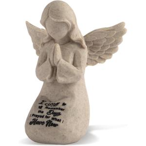 Praying Angel Figurine, Christian Gifts for Women, Baptism & First Communion Gifts for Girls, Prayer of Peace, 5" Angel Gift to Encourage Hope, Healing, and Tranquility (Granite)