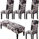 HAPPYDOG Stretch Dining Chair Covers Removable Washable Spandex Slipcovers for High Chairs 4PCS/Set+ 1 PCS Bench Cover (Mutil)