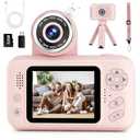 Kids Camera Girls for 3 4 5 6 7 8 9 Years Old Girls,1080P HD Video Selfie Camera with 32G SD Card Kids Digital Camera Toys for Toddler Birthday Gifts Pink