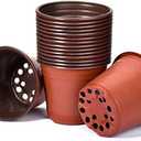 Delxo 50Pcs 6" Reusable Plastic Nursery Pots, Waterproof Planter Pots with Drain Holes, Indoor Seedling Starter Pots for Plants, Gardening, Red