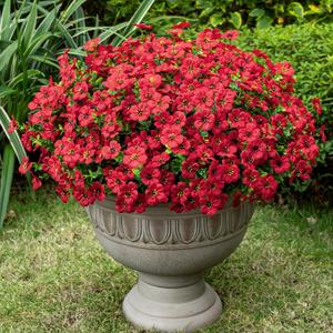 Lnoicy 20 Bundles Artificial Fake Flowers for Outdoor Faux Eucalyptus Flowers for Home Decoration,Fake Plants UV Resistant for Porch/GardenRed