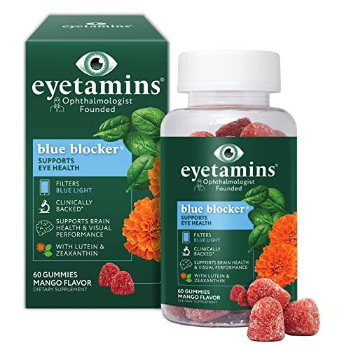 eyetamins Blue Blocker® Eye Health - 60 Lutein Gummies - Ophthalmologist-Developed - Support Vision, Filter Blue Light & Help Eye Strain - Promotes Sleep, Focus Eyesight – Vegan & Non-GMO Formula, Best Before  November 2025