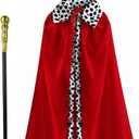 King Costume Set Red Cloak Golden Crown And Scepter Set Prince Capes Halloween Costume For Kids Teen Adult (3'7" - 4'7")