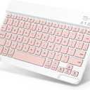 Emetok Wireless Keyboard for Tablet, iPad, iOS, Android, Windows, Rechargeable Mini Bluetooth Keyboard, Portable Size Ultra-Slim Design, Speedier Response/Comfortable Typing, Pink