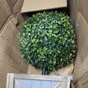 Nearly Natural 3ft. UV Resistant Artificial Double Ball Boxwood Topiary with LED Lights in Decorative Planter (Indoor/Outdoor)