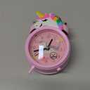 TCJJ Unicorn Alarm Clock for Girls Kids, Cute Bedroom Decoration, Non Ticking Silent Second Hand, w/Backlight Super Loud Twin Bell, for Kids Unicorn Gifts (Pink)