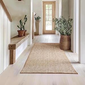 ISAENNE Vintage Soft Dark Brown Runner Rug for Bedroom,Rectangle Non-Slip Comfortable Dirt-Resistant Weave Area Rugs for Living Room Dining Room Kids Room Home Decorative, 1.3×6.9'