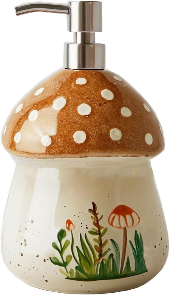 Colias Wing Retro Mushroom Soap Dispenser with Plastic Pump, Refillable Lotion Soap Bottle, Lotion Bottle, Hand Soap Dispenser, Home Decoration