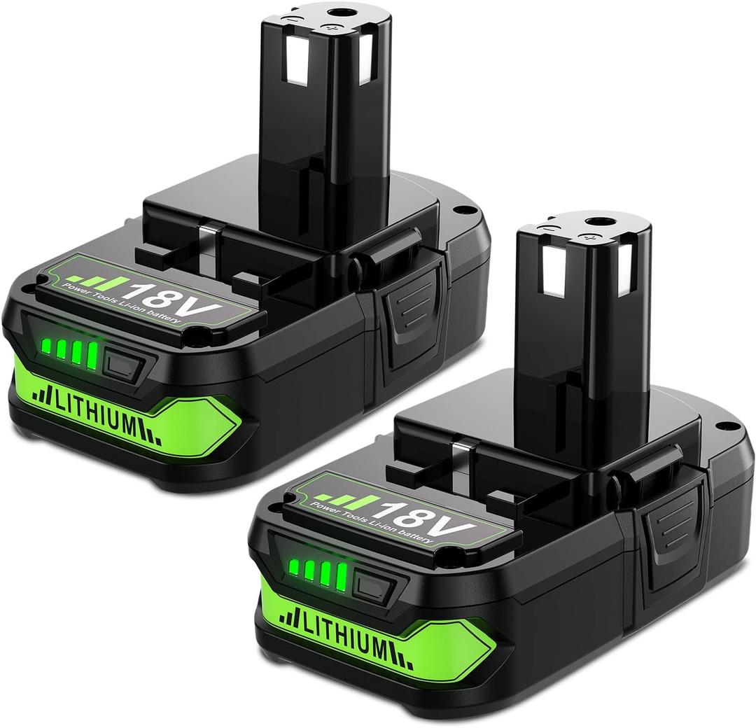 2Pack 4.0Ah Replacement for Ryobi 18V Battery Lithium Compatible with Ryobi 18 Volt Battery ONE+ Plus P102 P103 P104 P105 P106 P108 P107 P109 P190 PBP002 PBP003 PBP004 PBP005 Cordless Power Tools